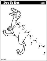 dinosauro divertente cartone animato. gioco punto a punto per bambini, foglio di lavoro con i numeri. vettore