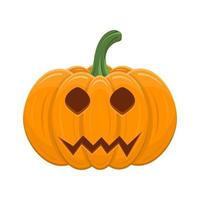 zucca di halloween isolato su sfondo bianco. zucca arancione del fumetto con il sorriso, faccia buffa. il simbolo principale di halloween, le vacanze autunnali. illustrazione vettoriale per qualsiasi disegno.