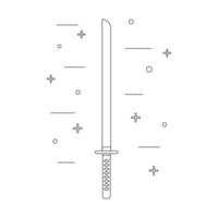 icona di stile linea di una katana. arma da samurai. equipaggiamento ninja. logo, stemma. illustrazione vettoriale pulita e moderna per design, web.