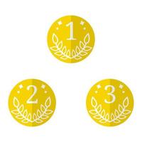 segni di qualità. icona della moneta vettoriale isolata su sfondo bianco. primo, secondo, terzo posto.premio piatto d'oro del vincitore. illustrazione vettoriale per il tuo design, web.