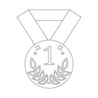 icona di stile di linea della medaglia isolato su priorità bassa bianca. contorno simbolo di vittoria. illustrazione vettoriale pulita e moderna per design, web.