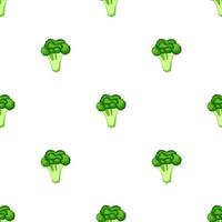 senza cuciture con broccoli freschi isolati su sfondo bianco. cibo organico. stile cartone animato. illustrazione vettoriale per design, web, carta da imballaggio, tessuto, carta da parati.