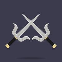 icona sai incrociata. arma ninja. equipaggiamento da samurai. stile cartone animato. illustrazione vettoriale pulita e moderna per design, web.