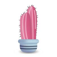 cactus rosa in vaso isolato su sfondo bianco. illustrazione vettoriale. vettore
