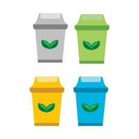 icona piatta illustrazione di un bidone della spazzatura, pulizia, diventare verde, riciclaggio, nessun disegno vettoriale di littering. icona piatta