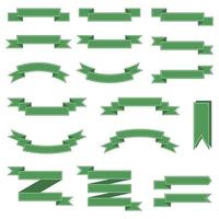 nastro verde set banner, etichette isolate su sfondo bianco. collezione di 18 nastri. illustrazione vettoriale per il tuo design.