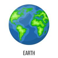 pianeta terra isolato su sfondo bianco. pianeta del sistema solare. illustrazione vettoriale in stile cartone animato per qualsiasi design.