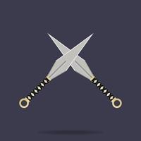 icona di coltelli da lancio incrociati kunai. arma ninja. equipaggiamento da samurai. stile cartone animato. illustrazione vettoriale pulita e moderna per design, web.