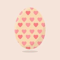 vettore uovo di Pasqua isolato su sfondo beige. uovo colorato con motivo a cuori. stile piatto. per biglietti di auguri, inviti. illustrazione vettoriale per il tuo design, web.