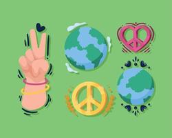 cinque icone della pace nel mondo vettore