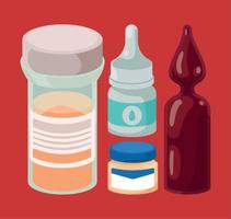 quattro icone di farmaci farmaci vettore