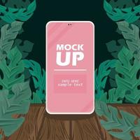 mockup naturale con smartphone vettore