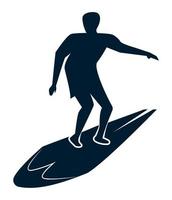 sagoma di atleta surfista vettore