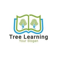 logo dell'albero della conoscenza, logo dell'albero dell'apprendimento, logo della società di istruzione, modello di logo dell'istruzione online vettore