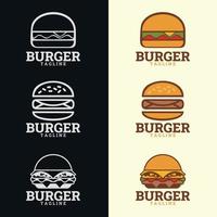 logo hamburger, logo fast food. vettore del segno di logo del ristorante dell'hamburger