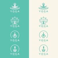 set di icone e simboli per centro benessere o studio di yoga. simbolo di meditazione. segno di equilibrio armonia zen. illustrazione vettoriale. vettore