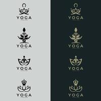set di icone e simboli per centro benessere o studio di yoga. simbolo di meditazione. segno di equilibrio armonia zen. illustrazione vettoriale