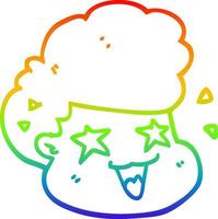 arcobaleno gradiente linea disegno cartone animato ragazzo eccitato vettore