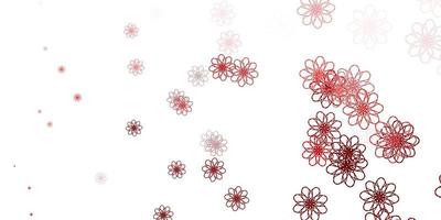 modello di doodle vettoriale rosso chiaro con fiori.