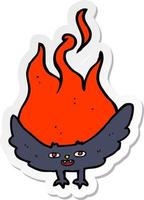 adesivo di un pipistrello di Halloween fiammeggiante cartone animato vettore