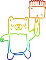 arcobaleno gradiente disegno orso cartone animato con pennello vettore