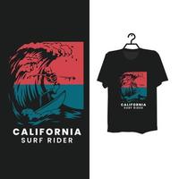 design della maglietta del pilota di surf della California. vettore