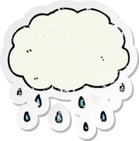 adesivo in difficoltà di una nuvola di pioggia di cartoni animati vettore