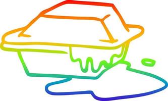 arcobaleno gradiente linea disegno cartone animato da asporto di formaggio vettore
