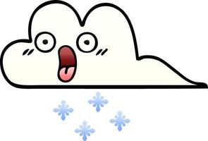 nuvola di neve scioccata cartone animato sfumato sfumato vettore