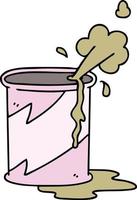 cartone animato stravagante disegnato a mano che esplode lattina di soda vettore