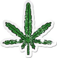 adesivo angosciato di un eccentrico cartone animato disegnato a mano marijuana vettore