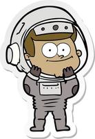 adesivo di un cartone animato felice astronauta vettore