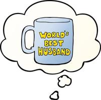 la migliore tazza del marito e la bolla di pensiero del mondo in uno stile sfumato uniforme vettore