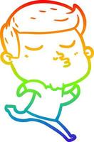 arcobaleno gradiente linea disegno cartone animato modello ragazzo imbronciato vettore