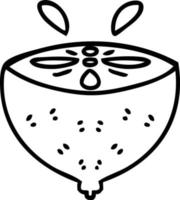 stravagante disegno a tratteggio cartone animato limone vettore