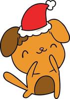 cartone animato di natale del cane kawaii vettore