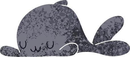 stravagante illustrazione retrò stile cartone animato balena vettore