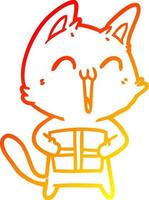 caldo gradiente di disegno gatto felice cartone animato vettore