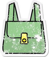 adesivo in difficoltà di una borsa verde simpatico cartone animato vettore