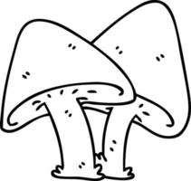 funghi del fumetto stravagante disegno a tratteggio vettore