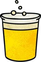 bicchiere di birra stravagante cartone animato disegnato a mano vettore