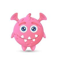 divertente mostro di cartone animato rosa rotondo con due occhi per decorazioni di halloween per bambini vettore