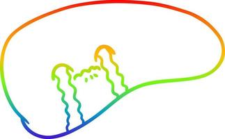 arcobaleno gradiente linea disegno cartone animato fegato che piange vettore