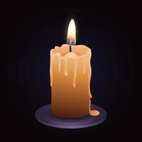 candela di cera con illustrazione realistica della fiamma vettore