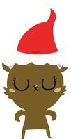 illustrazione a colori piatta pacifica di un orso che indossa un cappello da Babbo Natale vettore