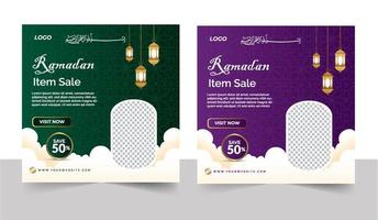 modello di post sui social media di vendita del ramadan banner di vendita del mese santo islamico del ramadan vettore