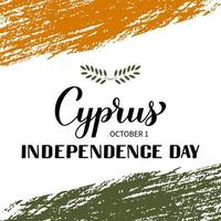 cipro indipendenza giorno calligrafia scritte a mano. celebrazione della festa nazionale di Cipro il 1 ottobre. modello vettoriale per poster tipografici, banner, volantini, biglietti di auguri, ecc.