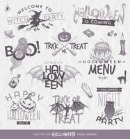 illustrazione vettoriale - set di design di tipo halloween con elementi disegnati a mano