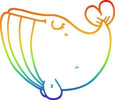 balena del fumetto di disegno a tratteggio sfumato arcobaleno vettore