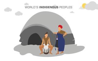 design piatto dell'illustrazione della giornata mondiale dei popoli indigeni vettore